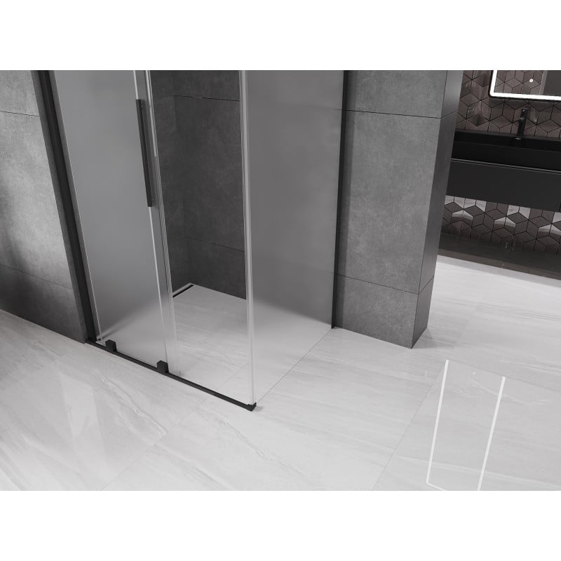 Mexen Velar cabine de douche coulissante 130 x 90 cm, givrée, noire - 871-130-090-31-70