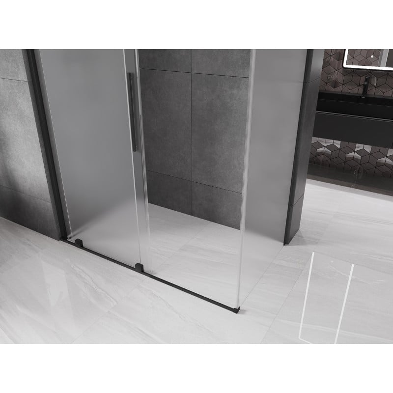 Mexen Velar cabine de douche coulissante 150 x 90 cm, givrée, noire - 871-150-090-31-70