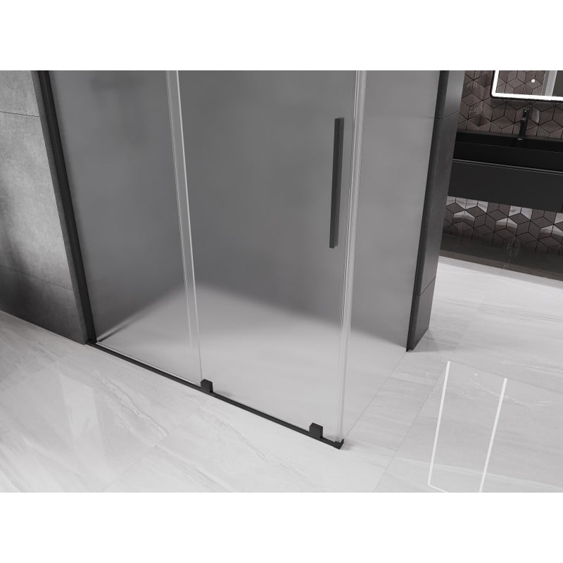 Mexen Velar cabine de douche coulissante 160 x 85 cm, givrée, noire - 871-160-085-31-70