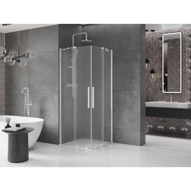 Mexen Velar Duo cabine de douche coulissante 80 x 80 cm, givré, chrome - 871-080-080-32-01