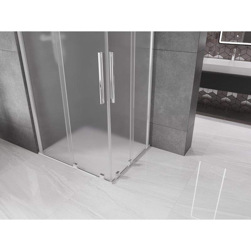 Mexen Velar Duo cabine de douche coulissante 90 x 80 cm, givre, chrome - 871-090-080-32-01