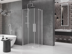 Mexen Velar Duo cabine de douche coulissante 90 x 90 cm, givre, chrome - 871-090-090-32-01