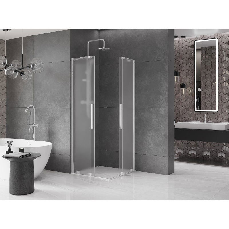 Mexen Velar Duo cabine de douche coulissante 100 x 100 cm, givre, chrome - 871-100-100-32-01