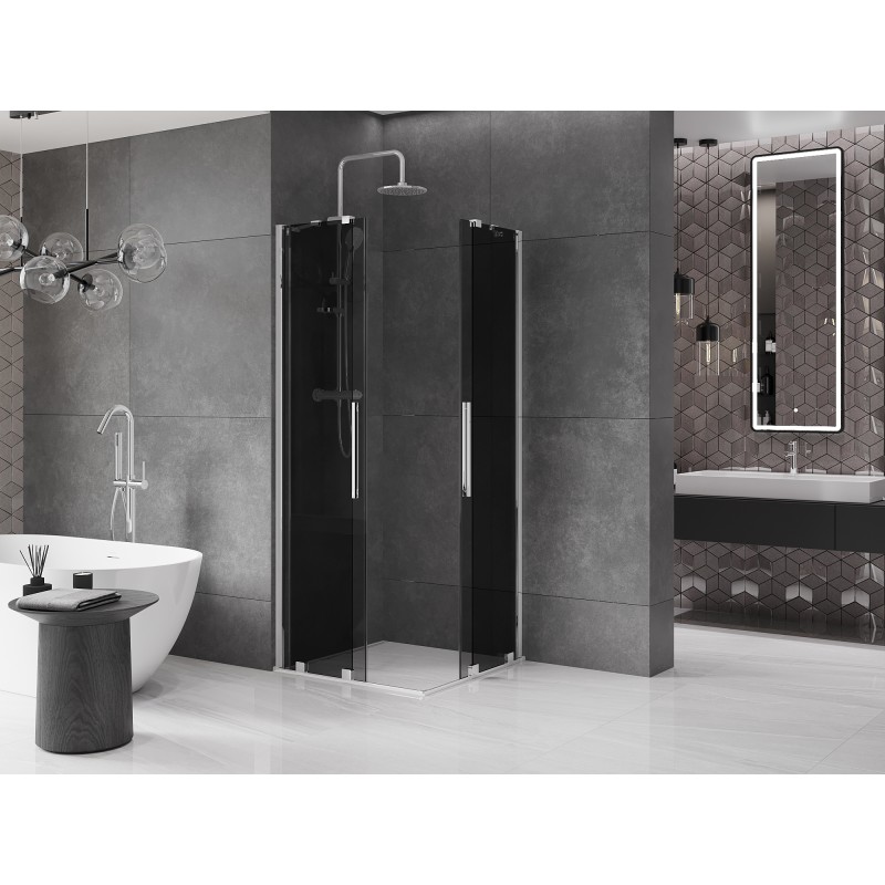 Mexen Velar Duo cabine de douche coulissante 90 x 90 cm, graphite, chrome - 871-090-090-42-01
