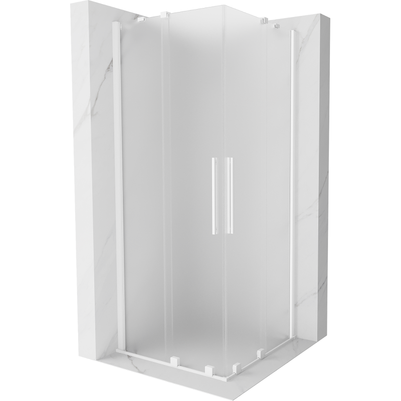 Mexen Velar Duo cabine de douche coulissante 100 x 100 cm, givrée, blanche - 871-100-100-32-20