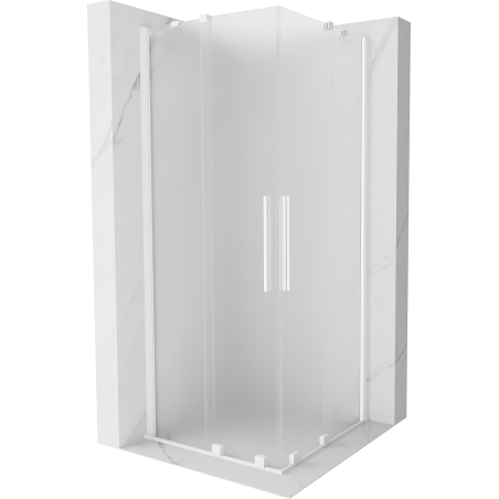 Mexen Velar Duo cabine de douche coulissante 100 x 100 cm, givrée, blanche - 871-100-100-32-20