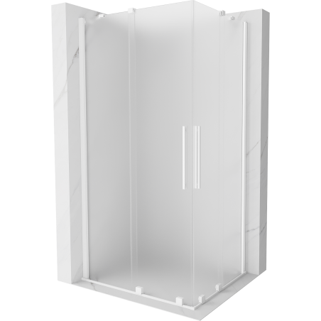 Mexen Velar Duo cabine de douche coulissante 90 x 80 cm, givrée, blanche - 871-090-080-32-20