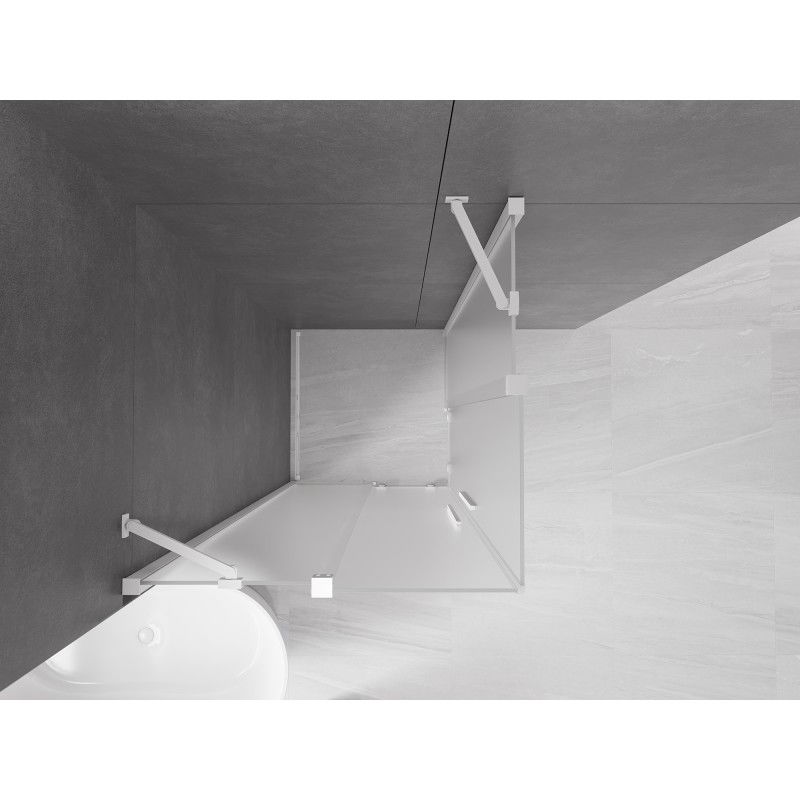 Mexen Velar Cabine de douche coulissante Duo 80 x 80 cm, givrée, blanche - 871-080-080-32-20