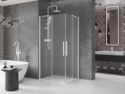 Mexen Velar Duo cabine de douche coulissante 90 x 80 cm, givrée, blanche - 871-090-080-32-20
