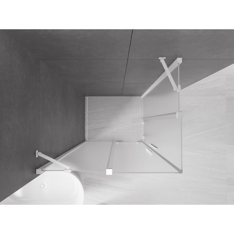 Mexen Velar Duo cabine de douche coulissante 90 x 80 cm, givre, blanc - 871-090-080-32-20