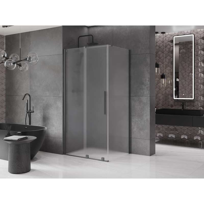 Mexen Velar cabine de douche coulissante 90 x 85 cm, givrée, gun metal - 871-090-085-31-95