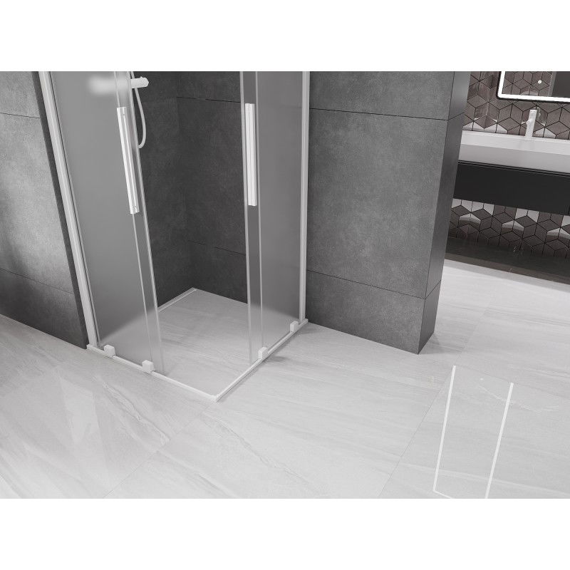Mexen Velar Duo cabine de douche coulissante 90 x 90 cm, givre, blanc - 871-090-090-32-20