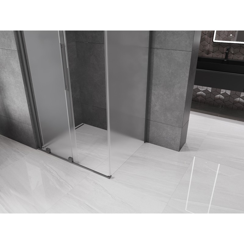 Mexen Velar cabine de douche coulissante 90 x 85 cm, givrée, gun metal - 871-090-085-31-95