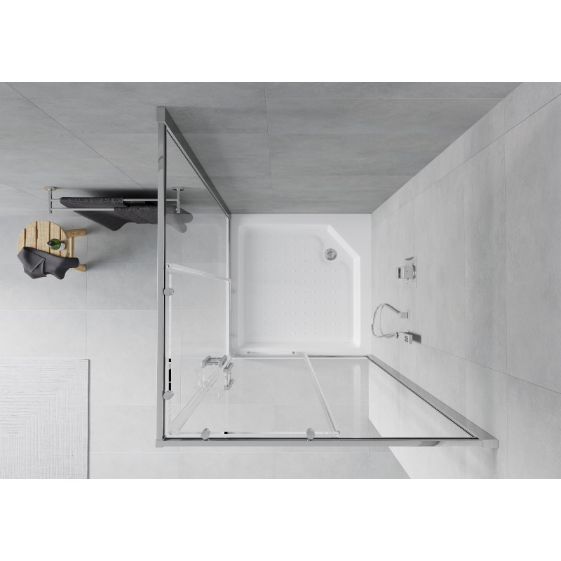 Mexen Rio cabine de douche carrée 90 x 90 cm, transparent, chrome + bac à douche Rio, blanc - 860-090-090-01-00-4510