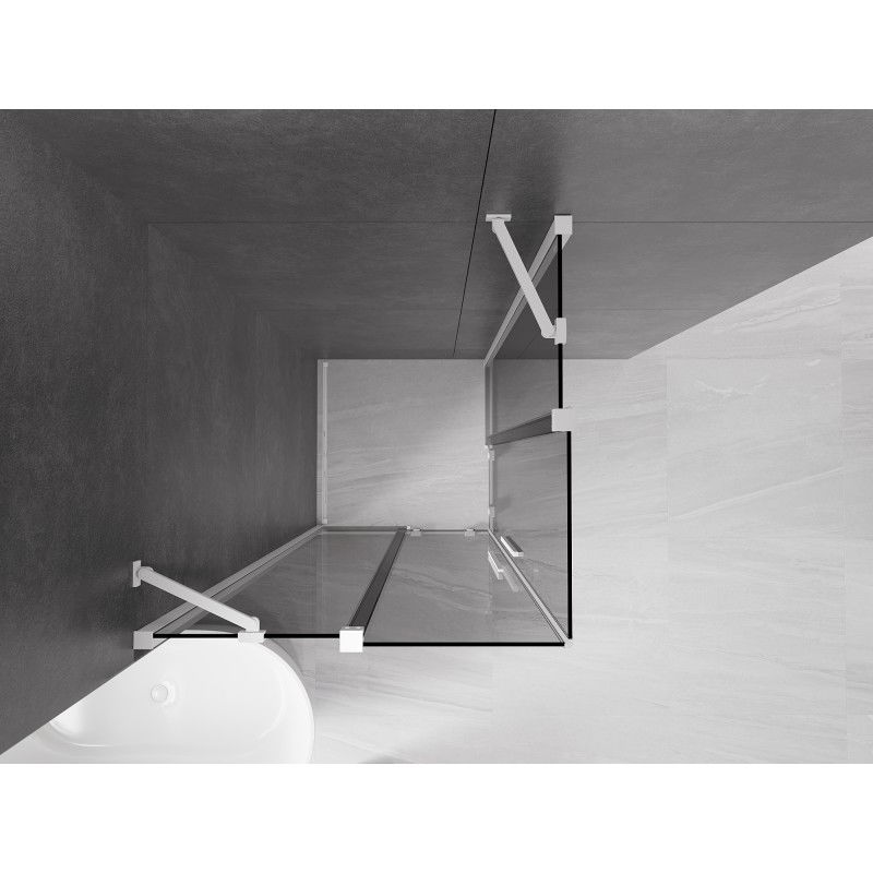 Mexen Velar Cabine de douche coulissante Duo 90 x 90 cm, graphite, blanche - 871-090-090-42-20