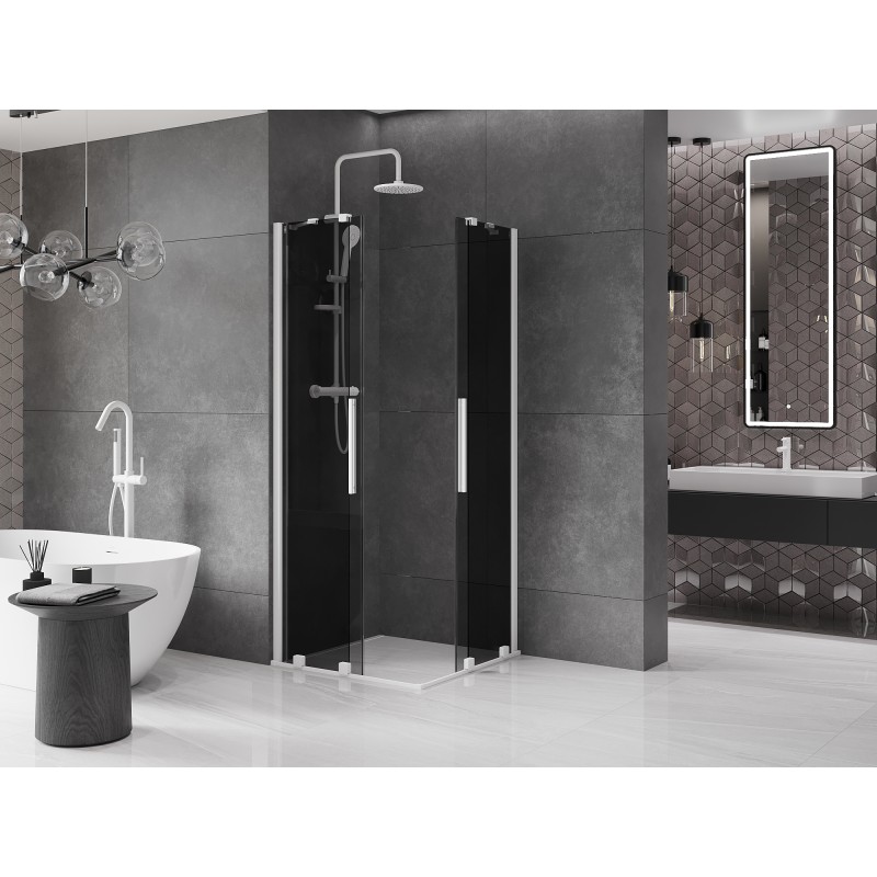 Mexen Velar Duo cabine de douche coulissante 100 x 100 cm, graphite, blanc - 871-100-100-42-20