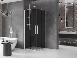 Mexen Velar Cabine de douche coulissante Duo 90 x 90 cm, graphite, blanche - 871-090-090-42-20