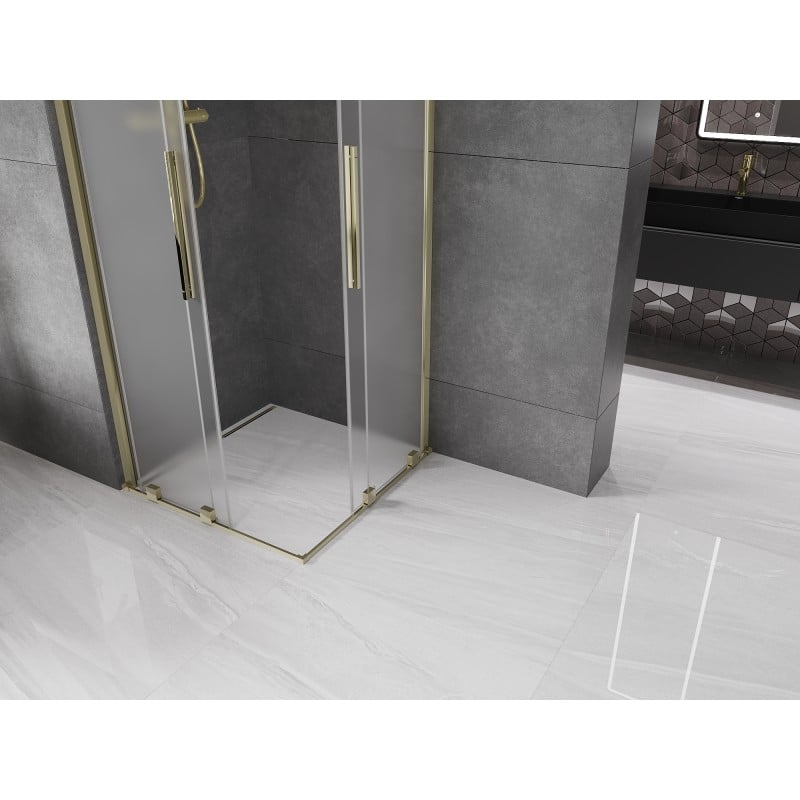 Mexen Velar Duo cabine de douche coulissante 90 x 90 cm, givre, or - 871-090-090-32-50