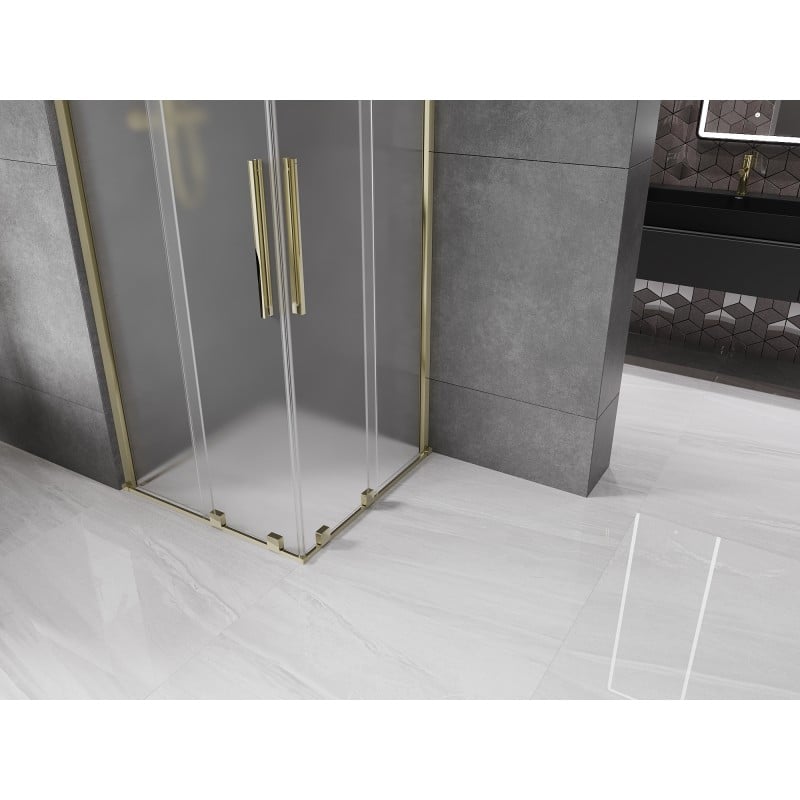 Mexen Velar Duo cabine de douche coulissante 90 x 90 cm, givre, or - 871-090-090-32-50