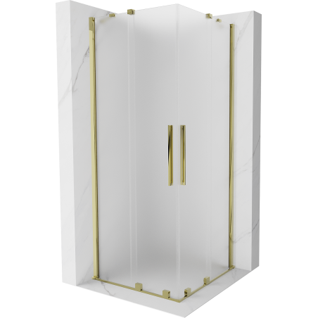 Mexen Velar Duo cabine de douche coulissante 100 x 100 cm, givre, or - 871-100-100-32-50