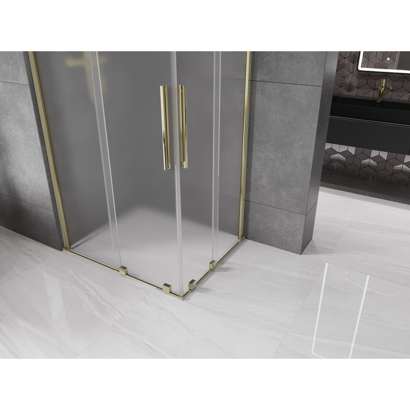 Mexen Velar Duo cabine de douche coulissante 100 x 90 cm, givrée, dorée - 871-100-090-32-50