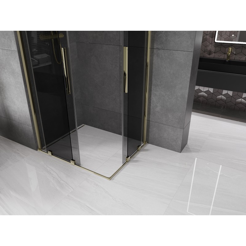 Mexen Velar Duo cabine de douche coulissante 100 x 90 cm, graphite, or - 871-100-090-42-50