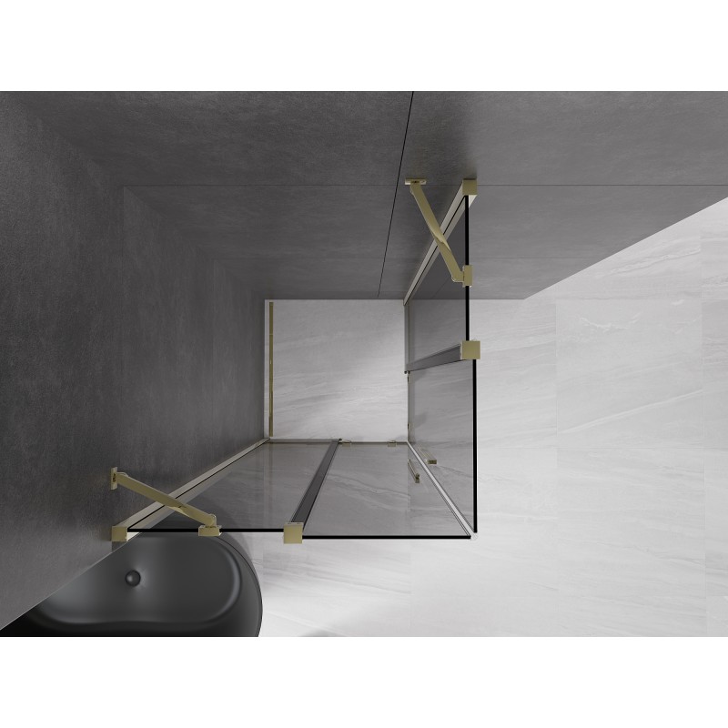 Mexen Velar Duo cabine de douche coulissante 80 x 80 cm, graphite, or - 871-080-080-42-50