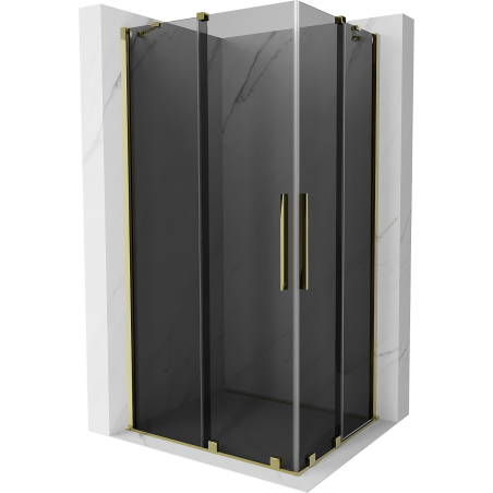 Mexen Velar Duo cabine de douche coulissante 100 x 90 cm, graphite, or - 871-100-090-42-50