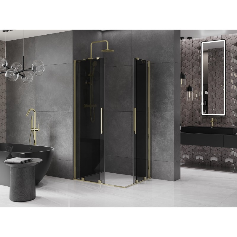 Mexen Velar Duo cabine de douche coulissante 100 x 90 cm, graphite, or - 871-100-090-42-50