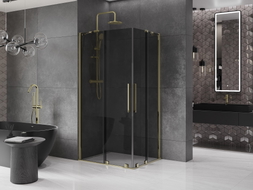 Mexen Velar Duo cabine de douche coulissante 90 x 80 cm, graphite, or - 871-090-080-42-50