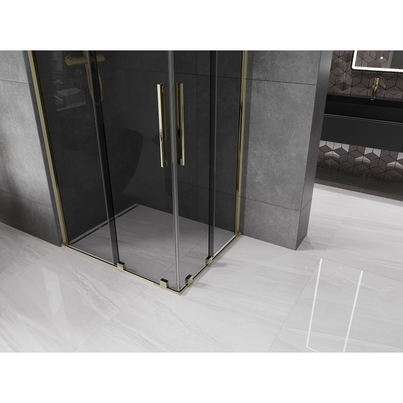 Mexen Velar Duo cabine de douche coulissante 100 x 90 cm, graphite, or - 871-100-090-42-50