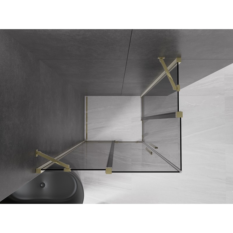Mexen Velar Duo cabine de douche coulissante 100 x 90 cm, graphite, or - 871-100-090-42-50