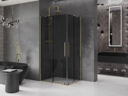 Mexen Velar Duo cabine de douche coulissante 100 x 90 cm, graphite, or - 871-100-090-42-50