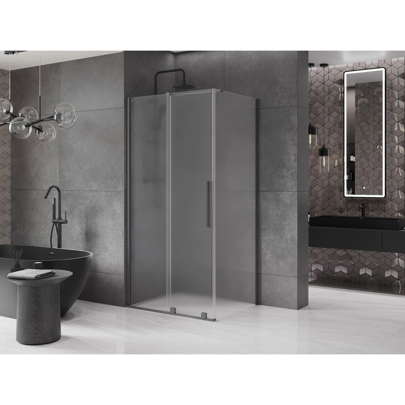 Mexen Velar cabine de douche coulissante 130 x 85 cm, givrée, métal gun - 871-130-085-31-95