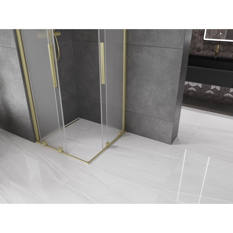 Mexen Velar Duo cabine de douche coulissante 80 x 80 cm, givré, or brossé - 871-080-080-32-55