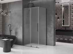 Mexen Velar cabine de douche coulissante 130 x 90 cm, givrée, métal gris - 871-130-090-31-95
