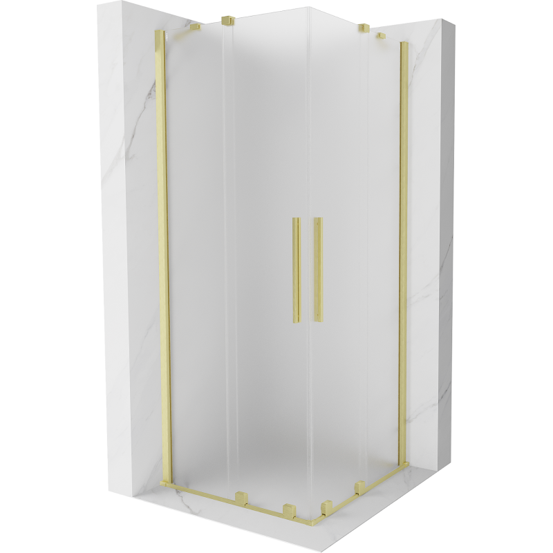 Mexen Velar Duo cabine de douche coulissante 90 x 90 cm, dépoli, or brossé - 871-090-090-32-55