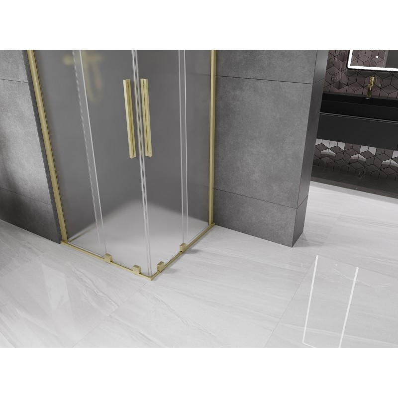 Mexen Velar Duo cabine de douche coulissante 80 x 80 cm, givré, or brossé - 871-080-080-32-55