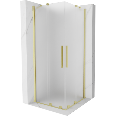 Mexen Velar Duo cabine de douche coulissante 100 x 100 cm, givre, doré brossé - 871-100-100-32-55