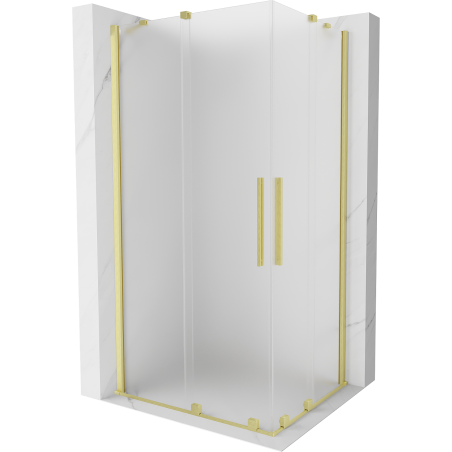 Mexen Velar Duo cabine de douche coulissante 90 x 80 cm, givrée, dorée brossée - 871-090-080-32-55
