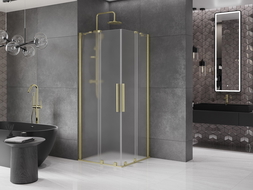 Mexen Velar Duo cabine de douche coulissante 80 x 80 cm, givré, or brossé - 871-080-080-32-55