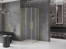 Mexen Velar Duo cabine de douche coulissante 90 x 90 cm, verre givré, or brossé - 871-090-090-32-55