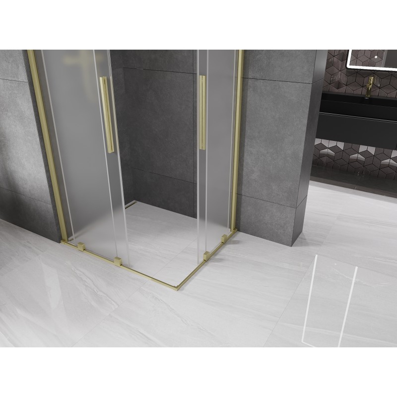 Mexen Velar Duo cabine de douche coulissante 100 x 90 cm, givré, or brossé - 871-100-090-32-55
