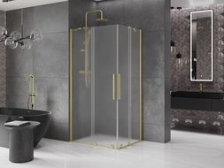 Mexen Velar Duo cabine de douche coulissante 100 x 90 cm, givré, or brossé - 871-100-090-32-55