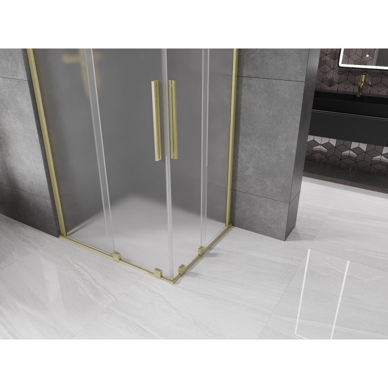 Mexen Velar Duo cabine de douche coulissante 100 x 90 cm, givré, or brossé - 871-100-090-32-55