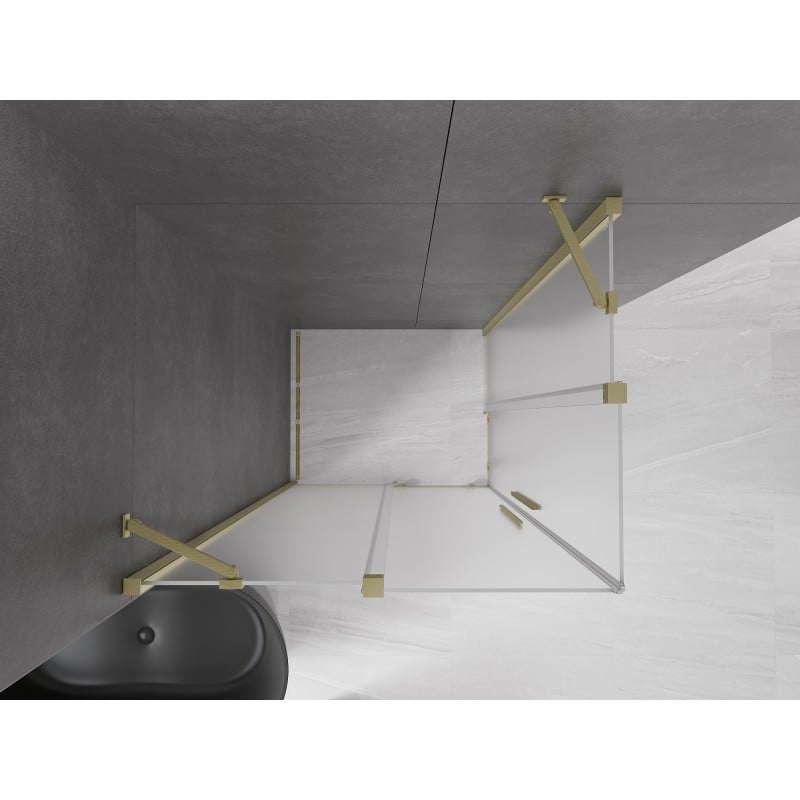 Mexen Velar Duo cabine de douche coulissante 100 x 90 cm, givré, or brossé - 871-100-090-32-55