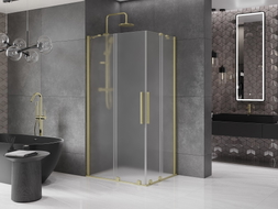 Mexen Velar Duo cabine de douche coulissante 90 x 80 cm, givrée, dorée brossée - 871-090-080-32-55