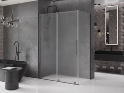 Mexen Velar cabine de douche coulissante 140 x 80 cm, givrée, gun metal - 871-140-080-31-95