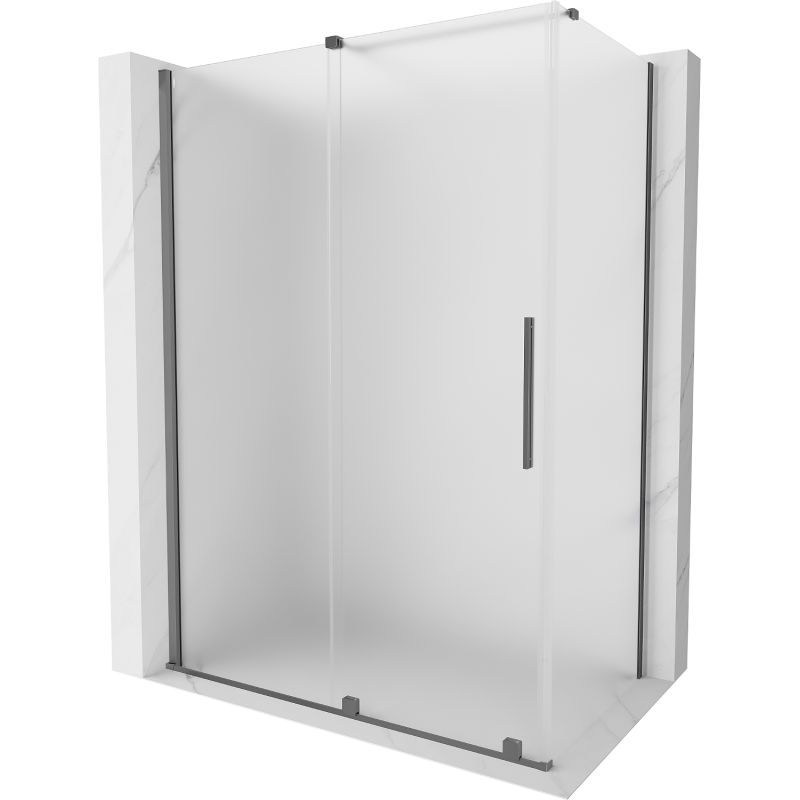 Mexen Velar cabine de douche coulissante 140 x 80 cm, givrée, gun metal - 871-140-080-31-95