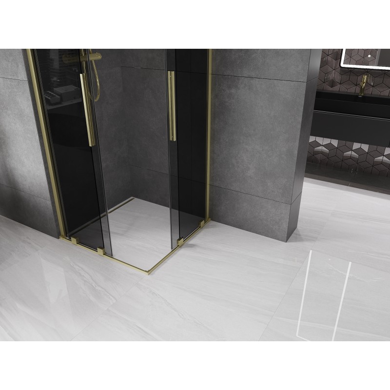 Mexen Velar Duo cabine de douche coulissante 80 x 80 cm, graphite, or brossé - 871-080-080-42-55